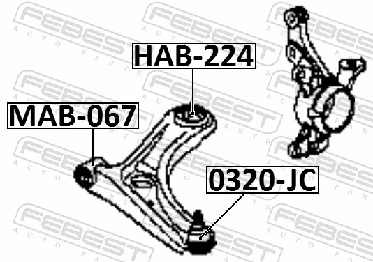 HAB224 Febest Сайлентблок нижнего переднего рычага