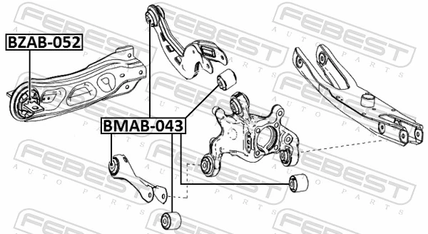 BZAB052 Febest Сайлентблоки продольных рычагов передней подвески