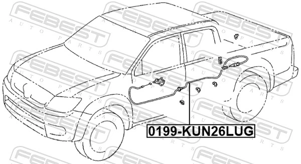 0199KUN26LUG Febest Трос открывания лючка бензобака