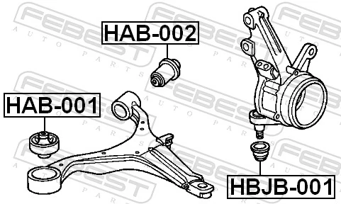 HAB001 Febest Сайлентблок нижнего переднего рычага