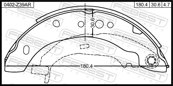 0402Z39AR Febest Барабанные тормозные колодки