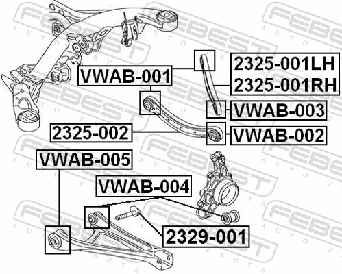 VWAB005 Febest Сайлентблок задней тяги
