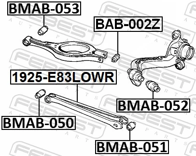BMAB050 Febest Сайлентблок заднего поперечного рычага, внутренний