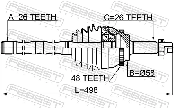 0114AZT251A48LH Febest Граната наружняя передняя левая