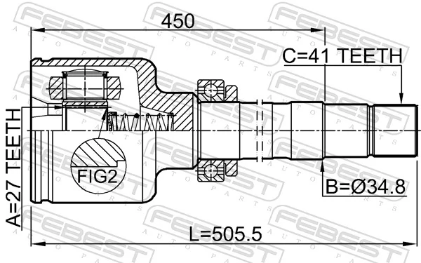 2511BOX3RH Febest Граната внутренняя передняя правая