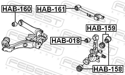 HAB161 Febest Полиуретановый сайлентблок заднего верхнего рычага