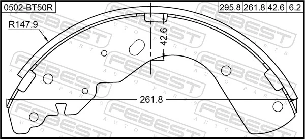 0502BT50R Febest Барабанные тормозные колодки