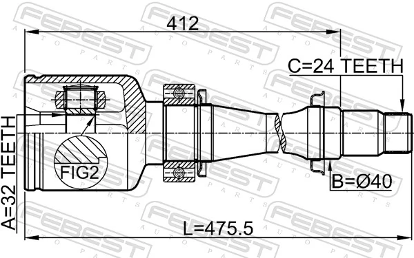 0111CDT220RH Febest Граната внутренняя передняя правая