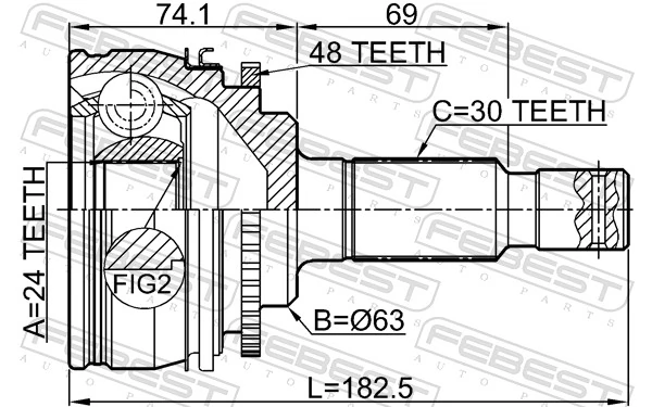 0110KLH22A48R Febest ШРУС внешний задний