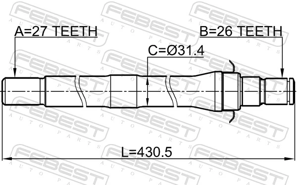 2212SP4WDAT Febest Приводной вал промежуточный