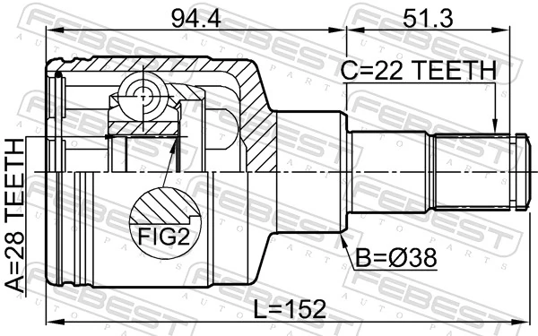 0711RM415LH Febest Граната внутренняя передняя левая