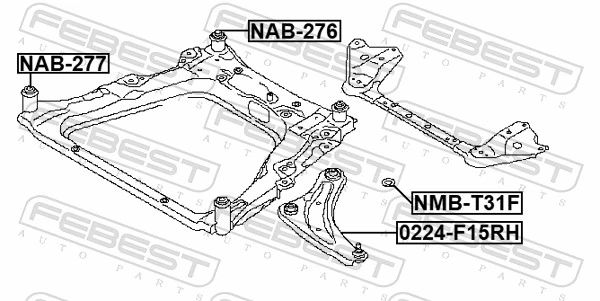 NMBT31F Febest Втулка передней продольной балки двигателя