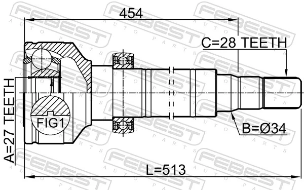 2711XC60S6RH Febest Граната внутренняя передняя правая