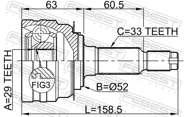 1110J150 Febest Наружная граната