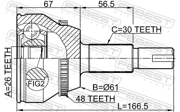 0110GGL15A48 Febest Наружная граната
