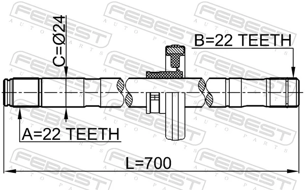 0212B10ATRH Febest Полуось передняя, правая