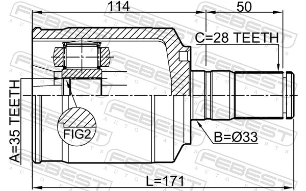 Шрус внутренний левый 462116 Hart