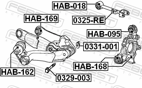 HAB162 Febest Сайлентблок задней тяги