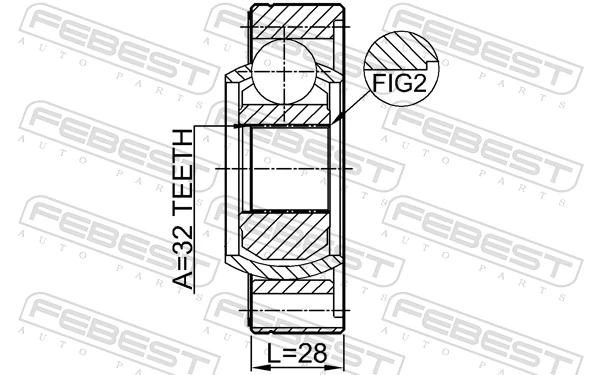 1911E46SHA Febest Граната карданного вала