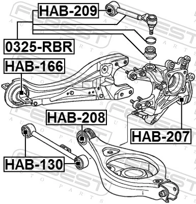 HAB208 Febest Сайлентблок задней тяги