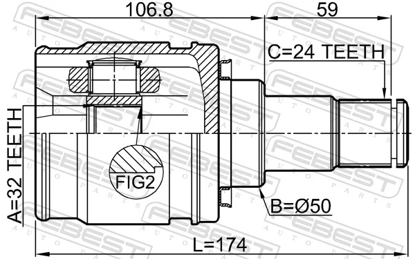 0111ACV51LH Febest ШРУС внутренний, передний