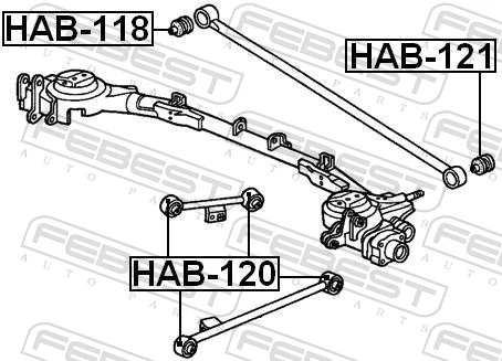HAB121 Febest Сайлентблок задней поперечной тяги