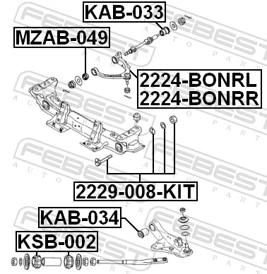 KAB034 Febest Сайлентблок задней тяги