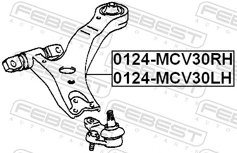 0124MCV30RH Febest Рычаг передней подвески нижний, правый