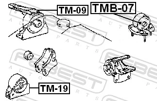 TMB07 Febest Подушка (опора) двигателя, задняя (сайлентблок)