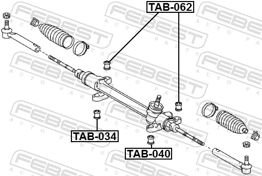 TAB062 Febest Сайлентблок крепления рулевой рейки