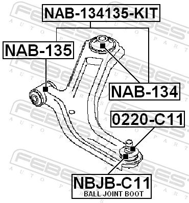 NAB134 Febest Сайлентблок нижнего переднего рычага