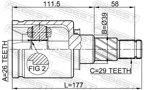 0211T30LH Febest Граната внутренняя передняя левая