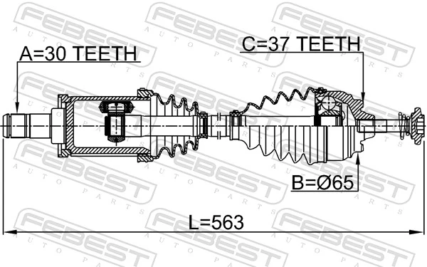 1914F10LH Febest Полуось передняя левая