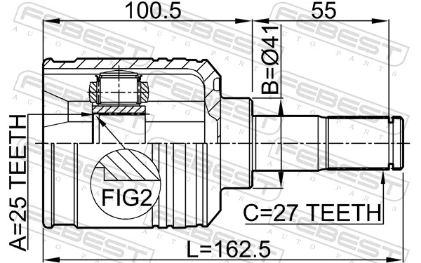 2211NS27LH Febest ШРУС внутренний, передний