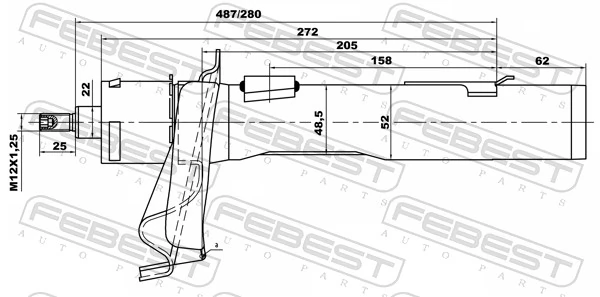 21665158FL Febest Амортизатор передний левый