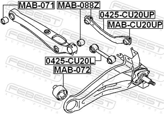 MAB072 Febest Сайлентблок задней тяги