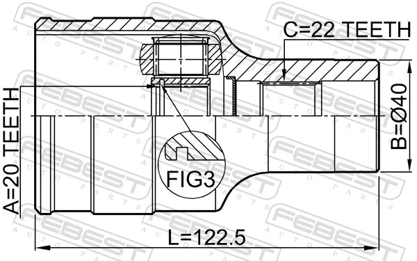 0711RM413RH Febest ШРУС внутренний, передний