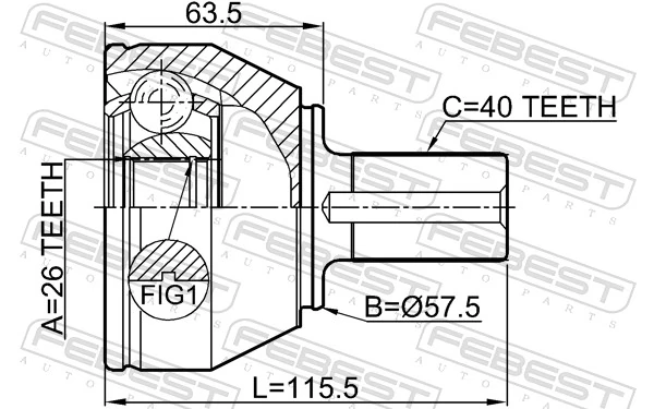 2110CA223 Febest Наружная граната