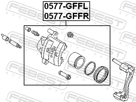 0577GFFL Febest Суппорт тормозной, передний, левый