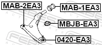 MAB1EA3 Febest Сайлентблок нижнего переднего рычага