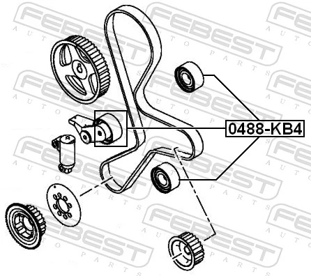 0488KB4 Febest Ролик натяжителя ремня ГРМ