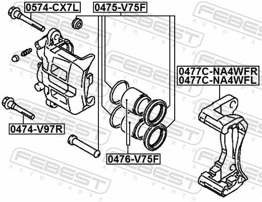 0476V75F Febest Поршень тормозного суппорта переднего