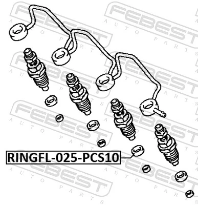 RINGFL025PCS10 Febest Кольцо форсунки инжектора посадочное