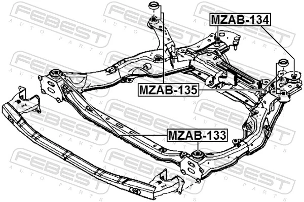 MZAB135 Febest Сайлентблоки передней балки