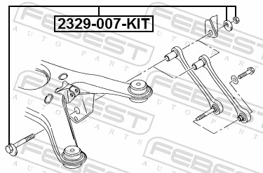 2329007KIT Febest Болт крепления заднего развального рычага, внутренний