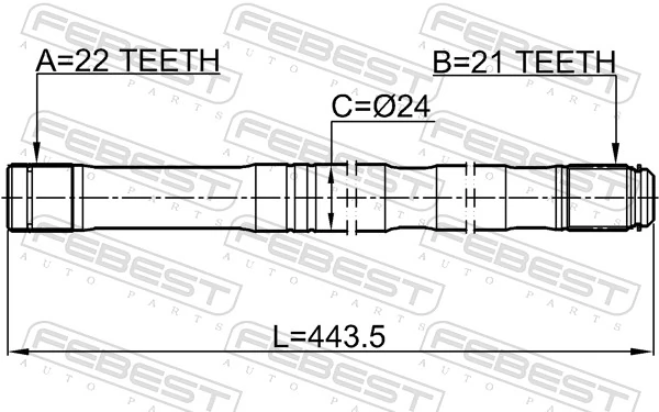 0212K12LH Febest Приводной вал промежуточный