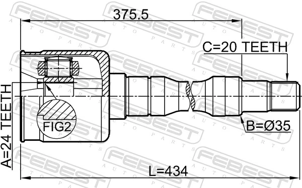 0111SXV20RH Febest ШРУС внутренний, передний