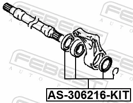 AS306216KIT Febest Подшипник полуоси переднего моста