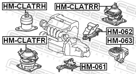 HM061 Febest Подушка (опора) двигателя левая передняя