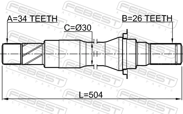 1012V250MTRH Febest Приводной вал промежуточный